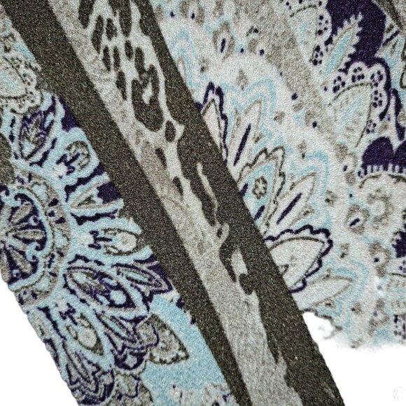 Chico's Easy Wear Brown Beige Turquoise Purple Sleeve Shirt Top Large Leopard - Picture 2 of 4